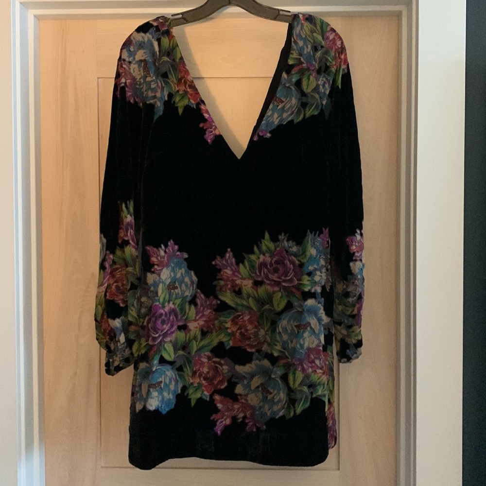 Free people V neck velvet mini dress